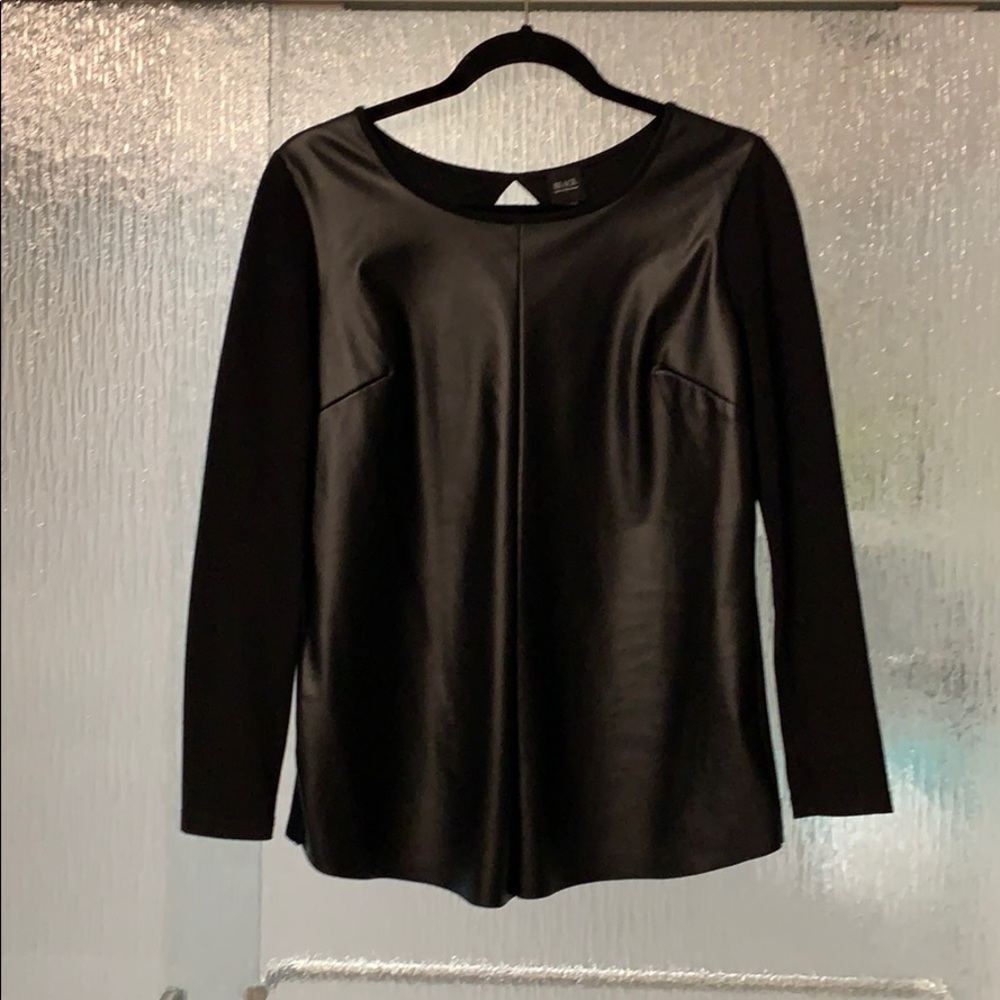 Long sleeve black leather top